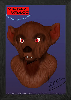 Creature Concepts: Wolfie gerahmtes Wandbild Poster Leinwanddruck Bild