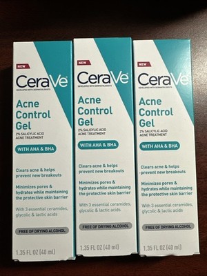 CeraVe Acne Control Gel 1.35 oz - 3 Pack w/AHA & BHA - 5/2027