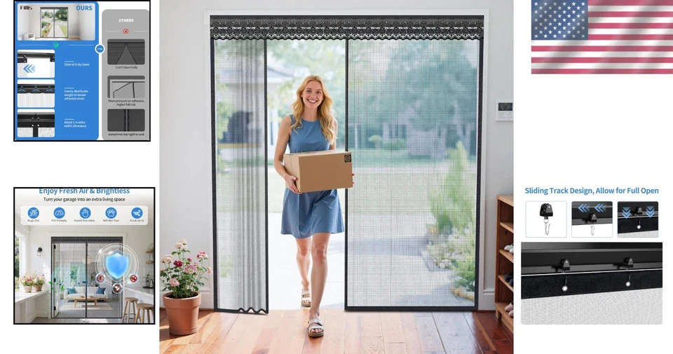 Easy Install Retractable Screen Door for 72x80 Doors - Bug Blocker & Ventilator - Image 2 of 4