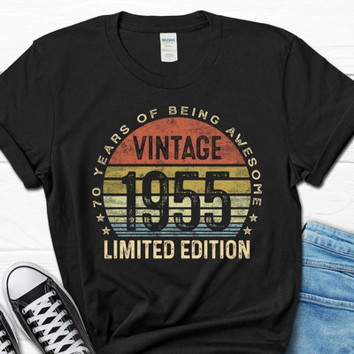 2025/70th Birthday Men's T-Shirt, 1955 Shirt For Men, 70th Birthday Gifts For Hi