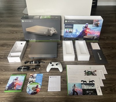 Xbox One X 1TB Console Gold Rush Battlefield Special Edition CIB Original Box