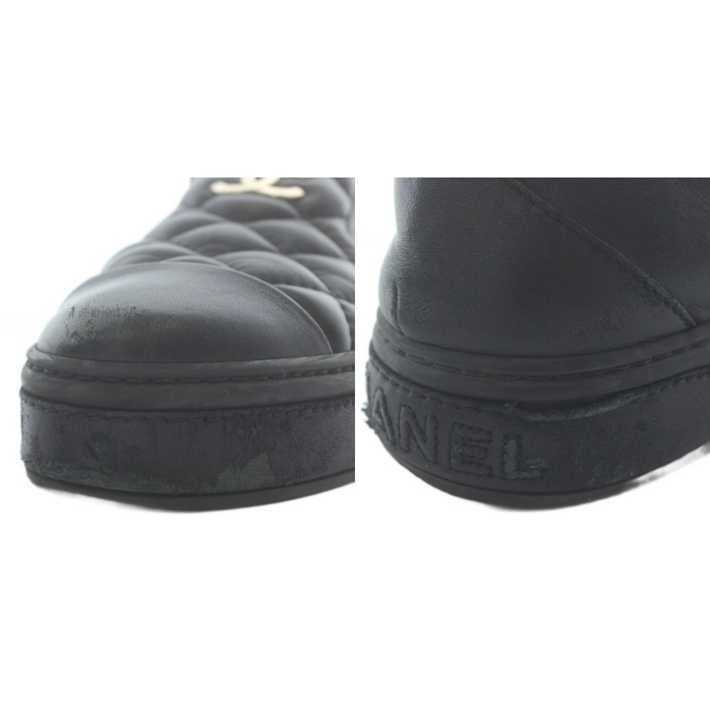 CHANEL CHANEL Matelasse Coco Mark Slip-on Sneakers Leather Quilted Thick Sole image 9