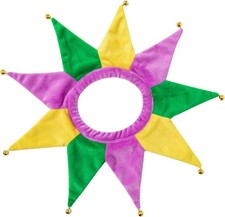 Dog Mardi Gras Neckpiece Collar Costume Clown Jester Pet Costume Golden Green Pu