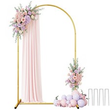 7.2 FT Metal Arch Backdrop Stand, Gold Wedding Arch Frame, Floral Balloon Arc...