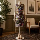 Escada Abstract Watercolor Print Sleeveless Sheath Dress