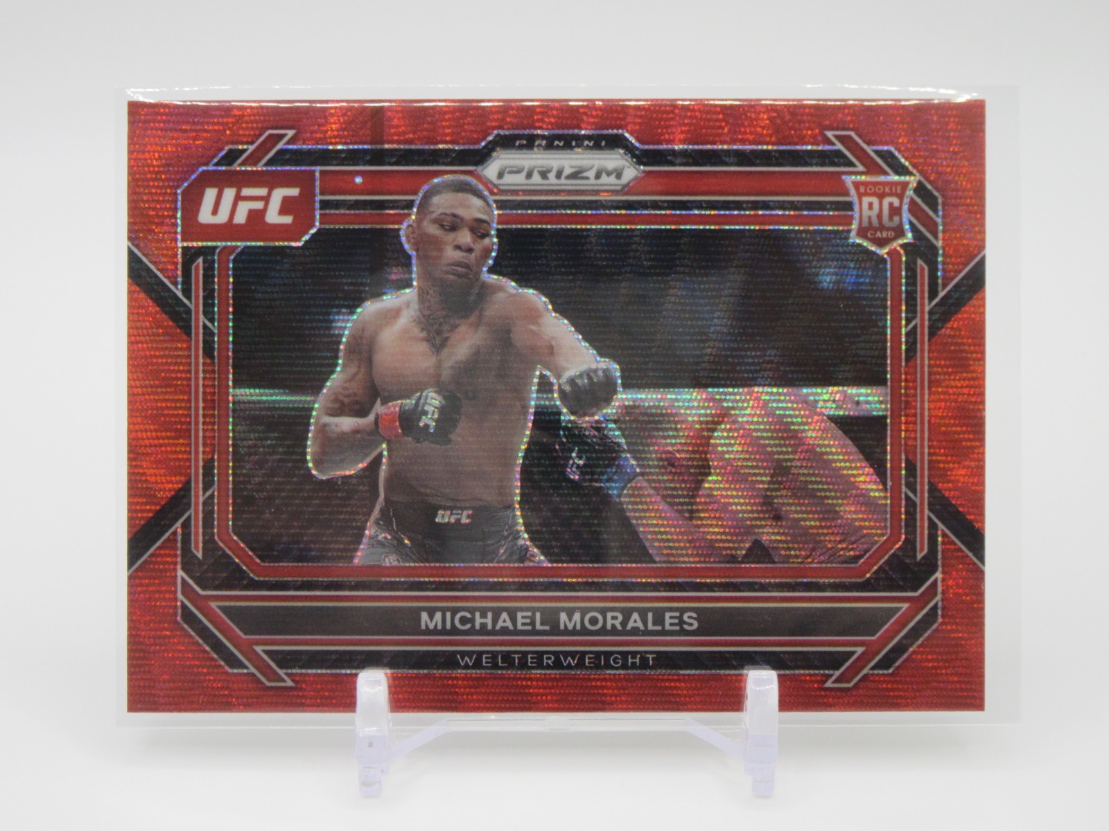 2023 Panini Prizm UFC #97 Michael Morales RC Red Ruby Wave Rare Rookie 