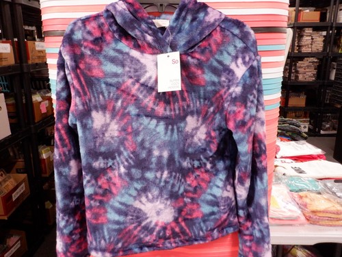 GIRLS LARGE 10/12 SO BRAND TIE DYE MULTI PLUSH SOFT FLEECE HOODIE NEW #22475