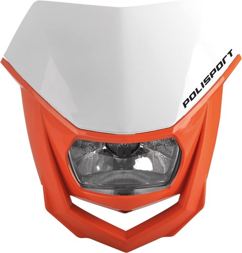 POLISPORT FARO E MASCHERINA COMPLETO ALOGENA HALO ECE CROSS ENDURO ARANCIONE - Picture 1 of 4