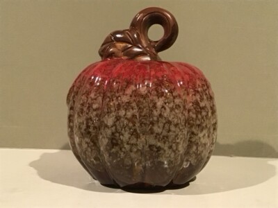 Ceramic Pumpkin Speckled Tan with Rust Stem