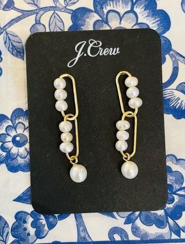 J.Crew PEARL CHAIN DROP EARRINGS Nwt 