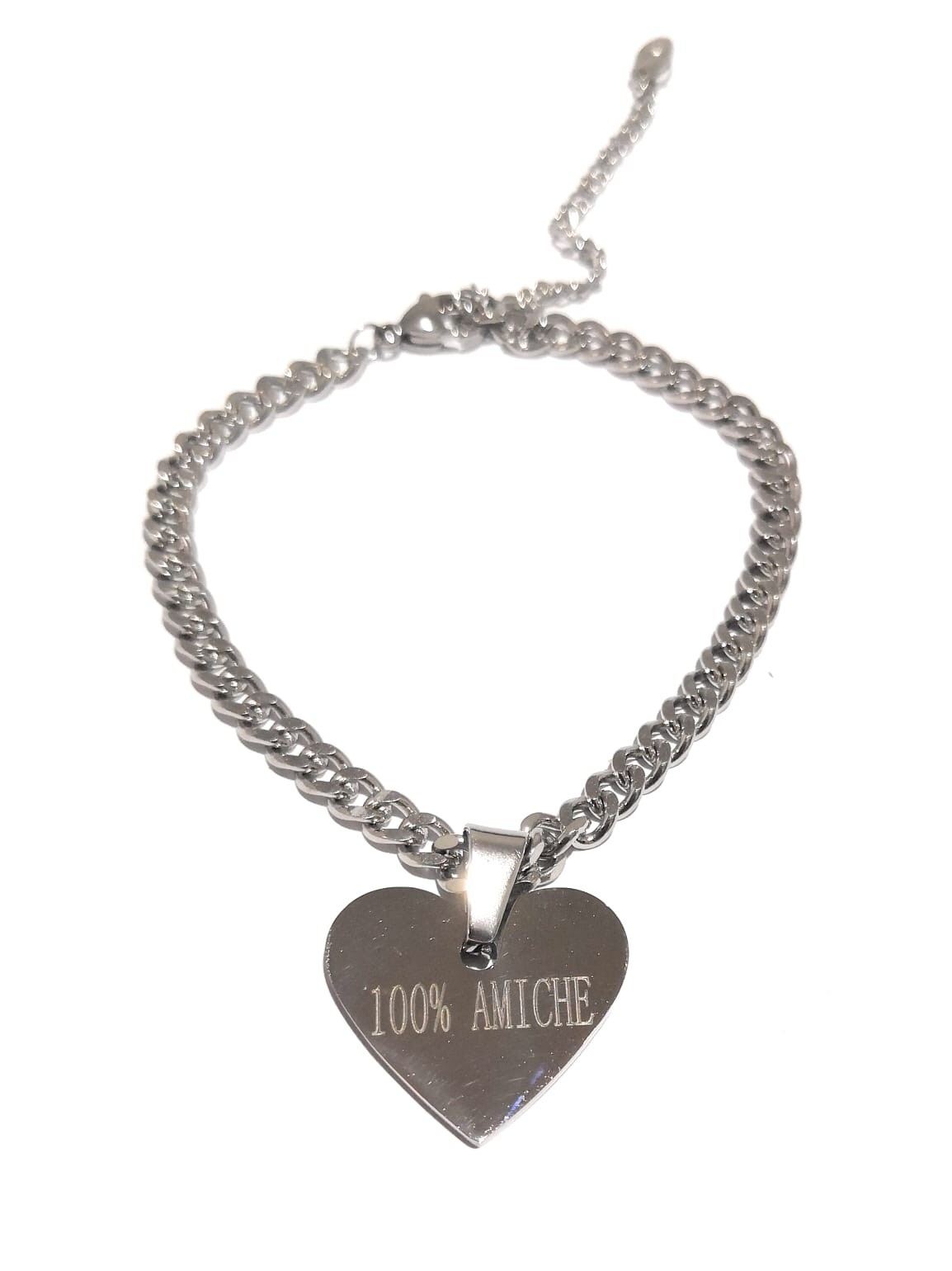 Bracciale in Acciaio Simil Buoni Propositi 100% Amiche Best Friend Idea Regalo