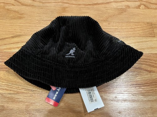 NWT Kangol Black Cord Bucket Corduroy Hat M Medium