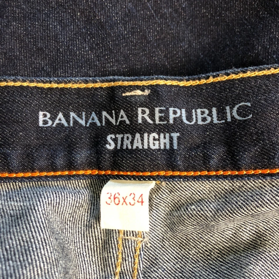 Banana Republic Mens Jeans Size 36x34 Straight Dark Wash Denim Cotton Classic - Image 3 of 4