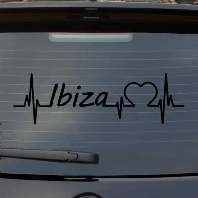 Heckscheibenaufkleber Ibiza Puls Herzschlag Auto- mit Insel Motiv 55x17 cm Auto 