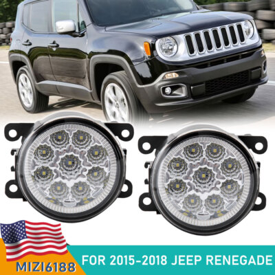 Pair Clear LED Fog Light Driving Lamp w/Light Bulbs For 2015-2018 Jeep Renegade