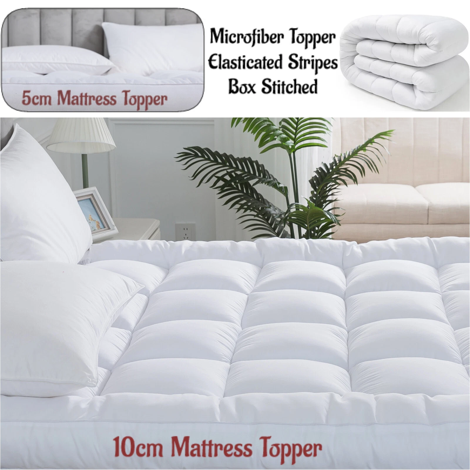 Mattress Topper Microfiber Mattress Protector/Cover Elastic Corner 5cm/10cm Deep
Opens in a new wind