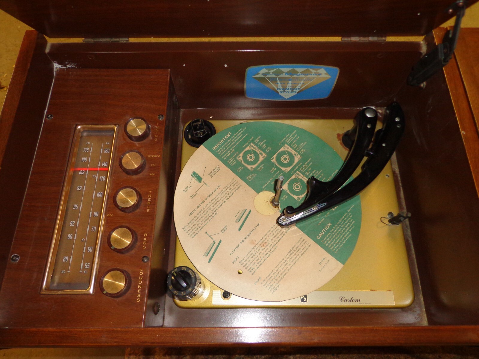 Vintage Magnavox Tube Record Player Stereo Console Set MCM Mid