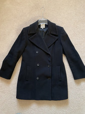 Anne Klein Wool pea coat women's Size 4 wpl 7888 double breasted black