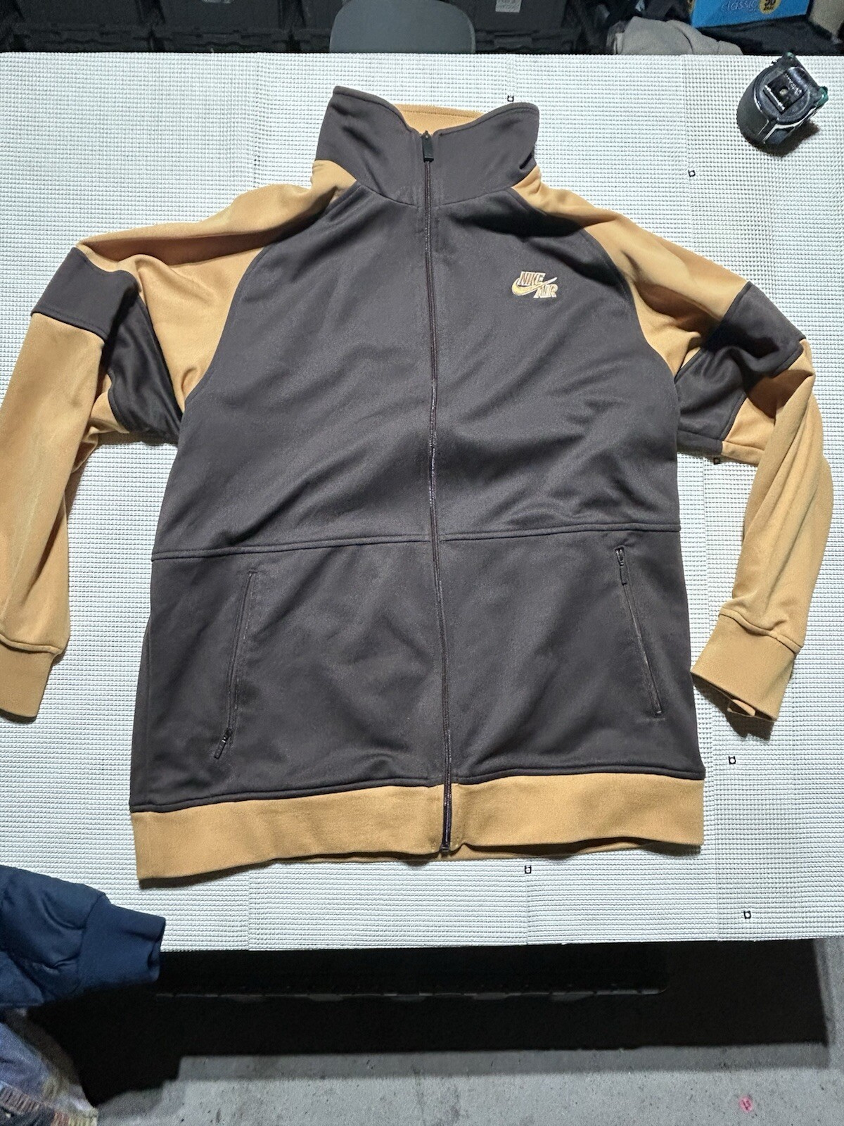 Vintage Y2K Nike Air Satin Brown And Yellow Full Zip Track Jacket Size XL