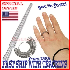Metal Ring Sizer Guage Mandrel Finger Sizing Measure Stick Standard Jewelry Tool