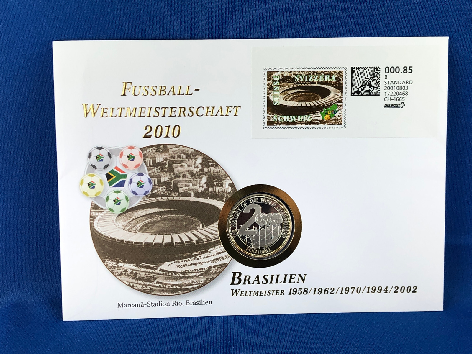 2010 Soccer World Cup Pure Silver Medal Maracana Stadion Rio Coin Cover