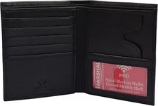 Genuine Leather Large Hipster Bifold Credit Card Id Men's Wallet
