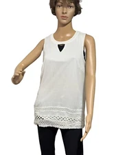 AB Studio White Blouse with Decore Bottom size M