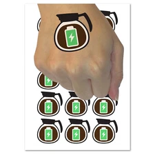 Charging Power Coffee Pot Temporary Tattoo Water Resistant Fake Body Art Set