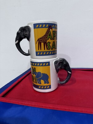 African safari mug coffee 2003 Giraffe elephant vintage cup Made In USA Bk  | eBay