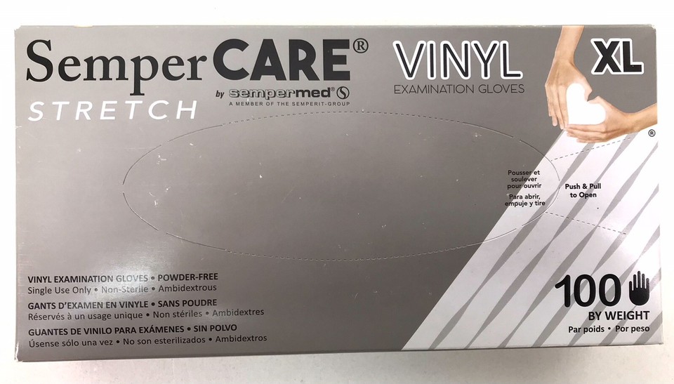 Guantes De Vinilo Extra Grandes XL (1000 Unidades) Semper Care - Para Examen Médico, 4.7 Mil