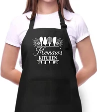 Memaw's Kitchen Apron - Kitchen Apron For Mom - Cooking Apron With Pocket - M...
