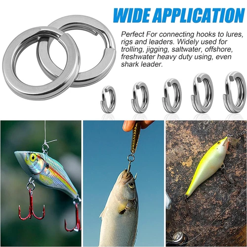 50/100pcs Stainless Steel Fishing Split Rings 25-260LB High Strength Saltwater - Bild 5 von 18