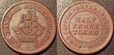 Kanada - Nova Scotia - Halb Penny Token 1813 SUP! F&uuml;r Allgemeine Unterkunft
