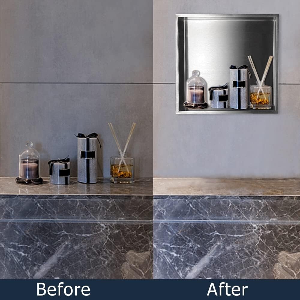 Shower Niche Stainless Steel Multi size Brushed Nickel WallInserted