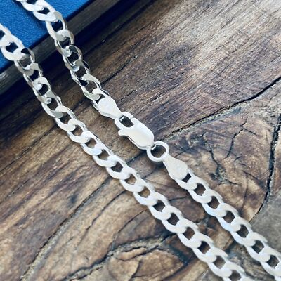 #ad Real Solid 925 Sterling Silver Mens Boys Curb Cuban Bracelet or Necklace Italy $166.49