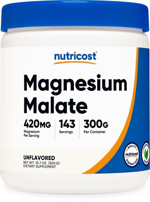 Nutricost Magnesium Malate Powder (300g) - 420mg of Magnesium Per Serving