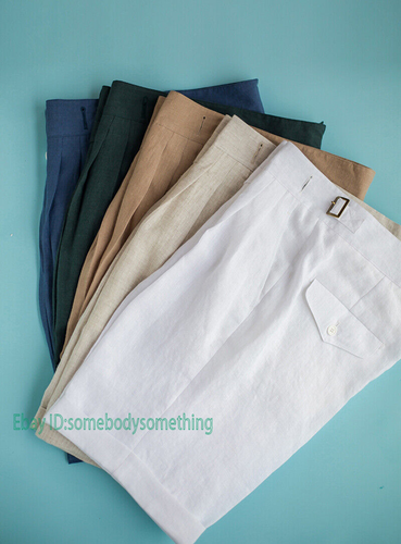 Men Summer Gurkha Cotton Linen Formal Shorts Trousers Business Pants Retro S-3XL - Picture 5 of 10