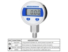MEASUREMAN 2-1/2" dial, Digital Industrial Pressure Gauge with 1/4"NPT Lower 