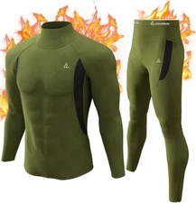CL convallaria Mens Thermal Underwear Set with Fly, Long Johns Base Layer Winter