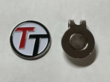 (1) Rare Fine Quality 1" Flat Coin Style Golf Marker With Bonus Hat Clip 