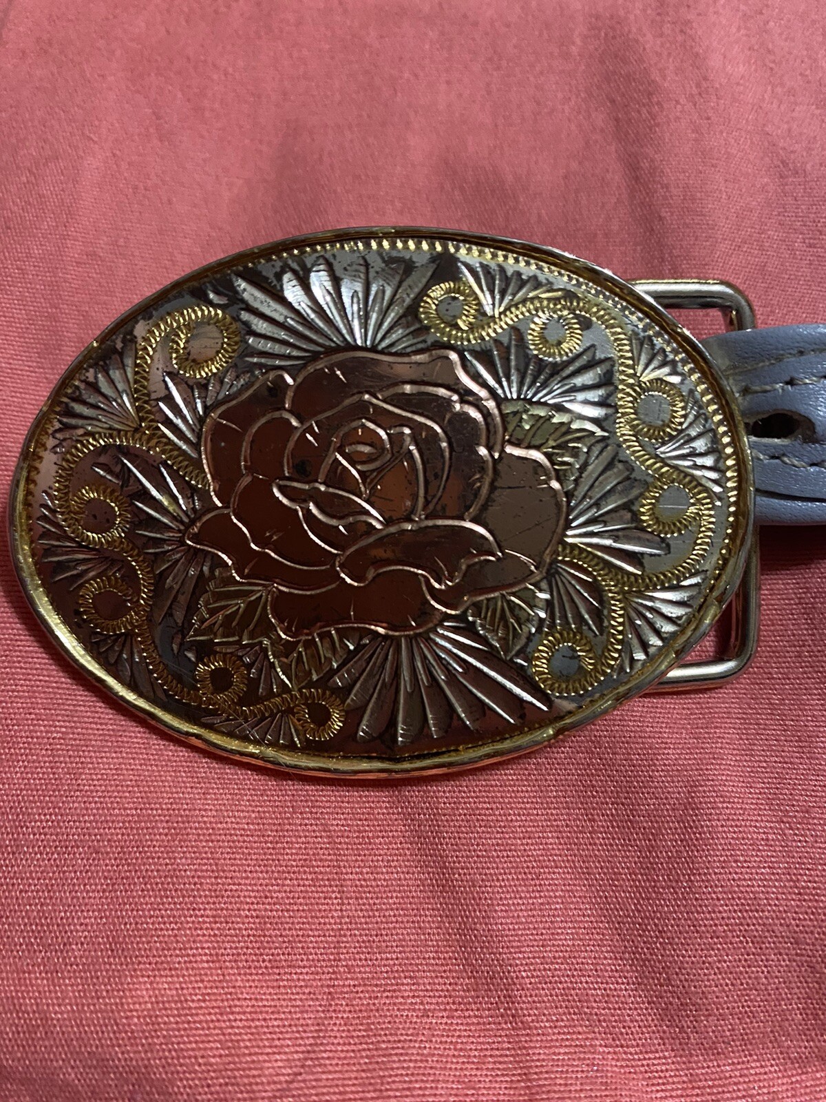 Justin Women's Cowboy Cowhide Belt With Rose Buckle