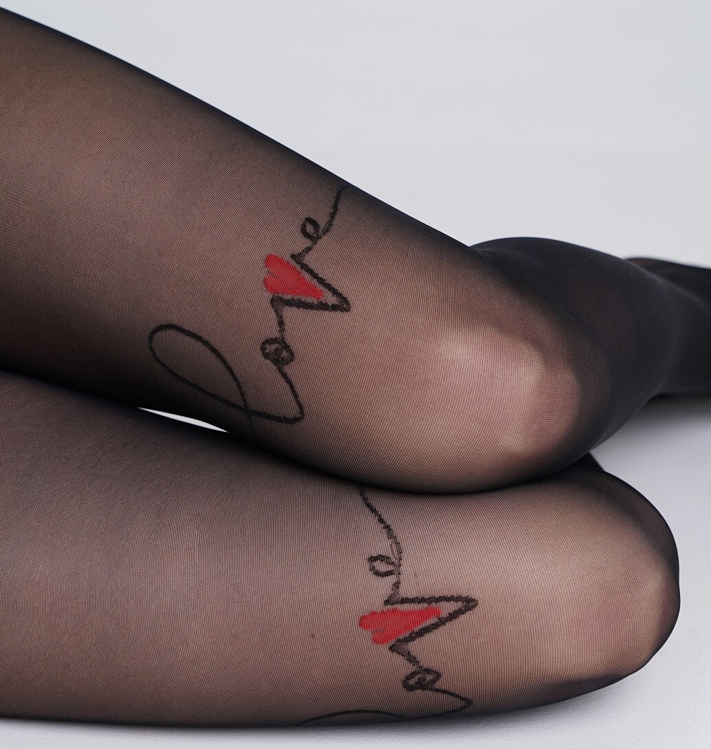 Giulia Foxy model one tights with inscription word love red heart