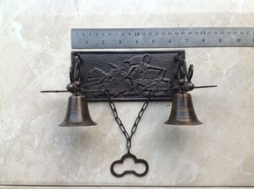 Vintage Double Cozy Door Bell Hanging Home Traditional Antique Solid Brass Decor - Picture 3 of 3