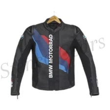 BLACK NEW BMW MOTORRAD LEATHER RACING JACKET ARMOR PROTECTED CE APPROVED FOR MEN