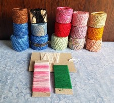 Vtg PARTIA 18 ~ Clark's ONT BRILLANT Nić szydełkowa ~ niebieski różowy zielony brzoskwiniowy czerwony pomarańczowy