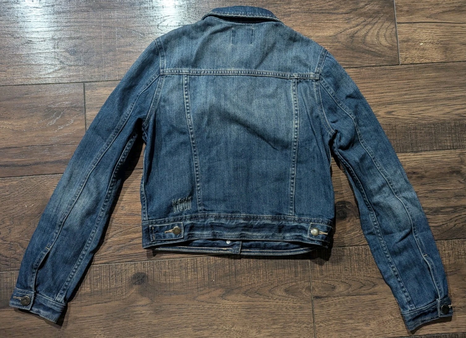 By Bongo Denim Jean Jacket Solid Blue Distressed … - image 11