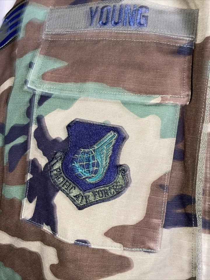VTG 1998-05 USAF WOODLAND BDU utility Shirt E5 staff Sgt Pacific 51st Air Forces - Image 3 of 4