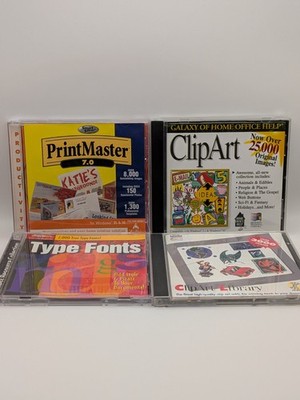 Vintage Clip Art Fonts PrintMaster 7.0 Windows 95 Software CD ROM LOT Windows 95
