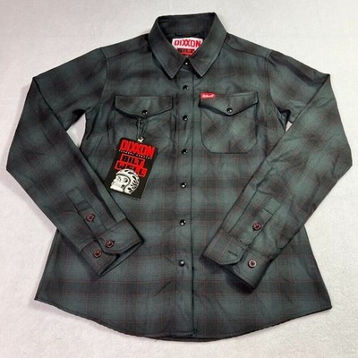 Dixxon Flannel Co BILTWELL Shirt Womens Medium Plaid Snap Button Moto Rider