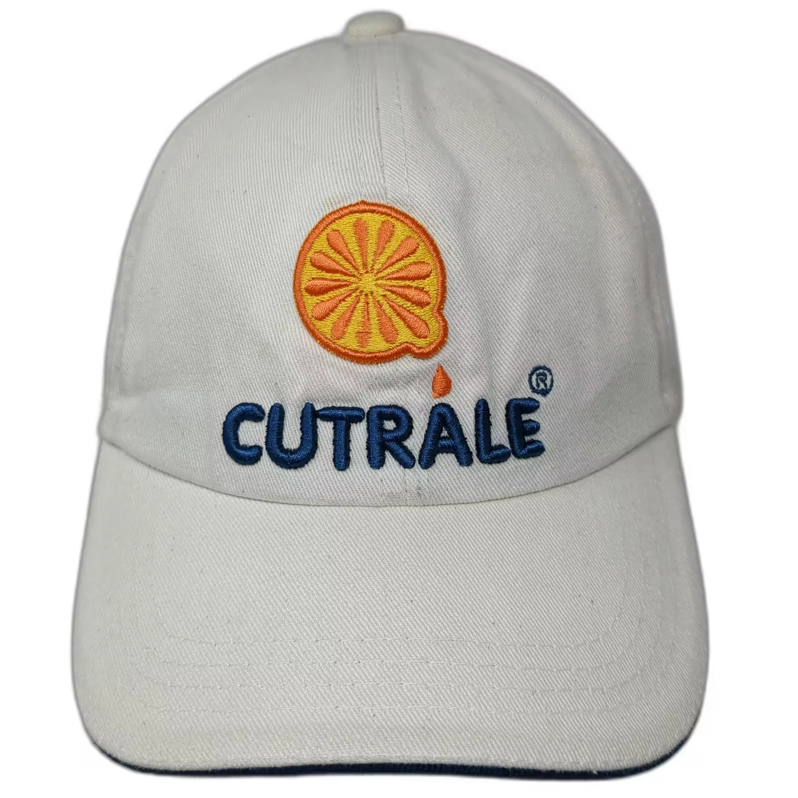 Cutrale Logo Beige Blue Baseball Cap One Size Slideback Adjustable Cotton Hat